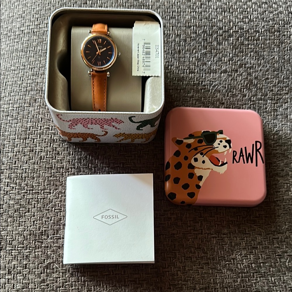 Fossil Carlie Mini Three-Hand Tan Leather Watch